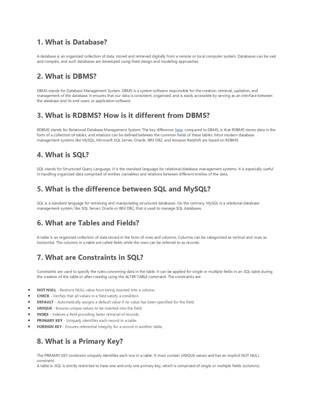 Dbms And Sql Questions And Answers Pdf Connect Programming