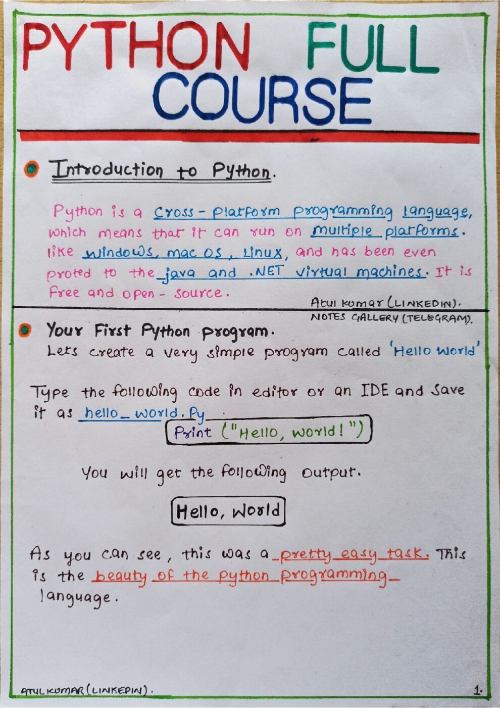 Python Full Course Handwritten Connect Programming