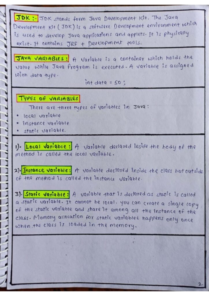 Java Basics Handwritten Notes page 0002