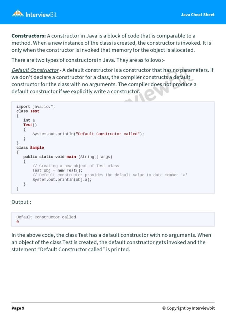 Java cheat sheet page 0010