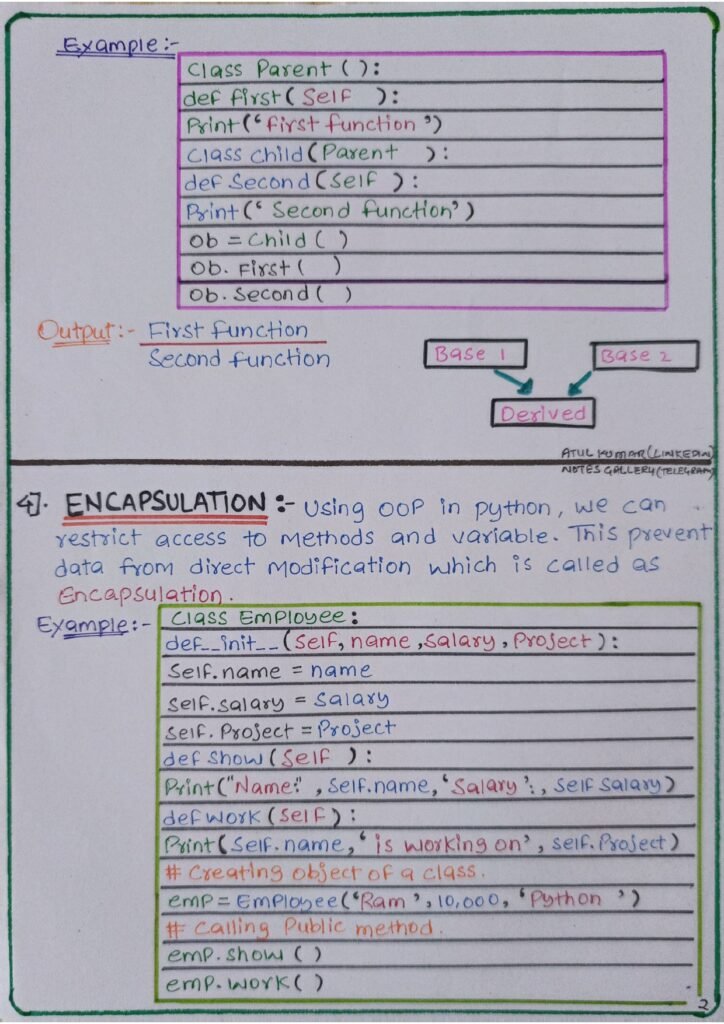 OOPS in Python Handwritten Notes page 0002