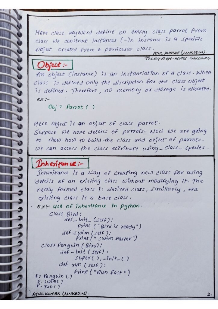 OOPS in Python Handwritten Notes page 0006