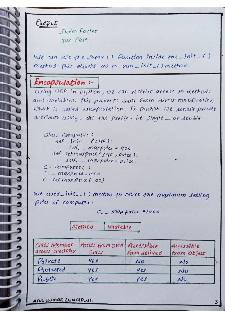 OOPS in Python Handwritten Notes page 0007