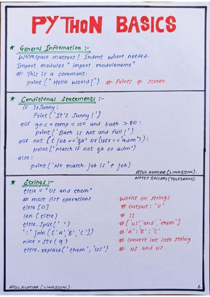 The Full Python Handwritten Notes page 0001