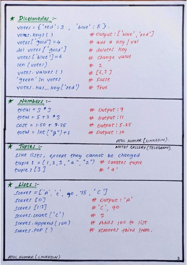 The Full Python Handwritten Notes page 0002