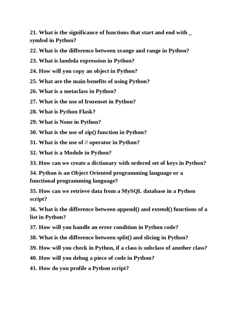 Top 50 python Interview Questions and answers page 0003