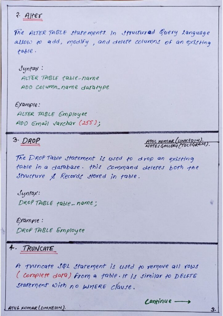 SQL SHORT NOTES page 0003