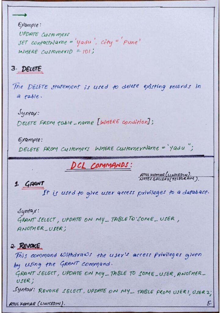 SQL SHORT NOTES page 0005