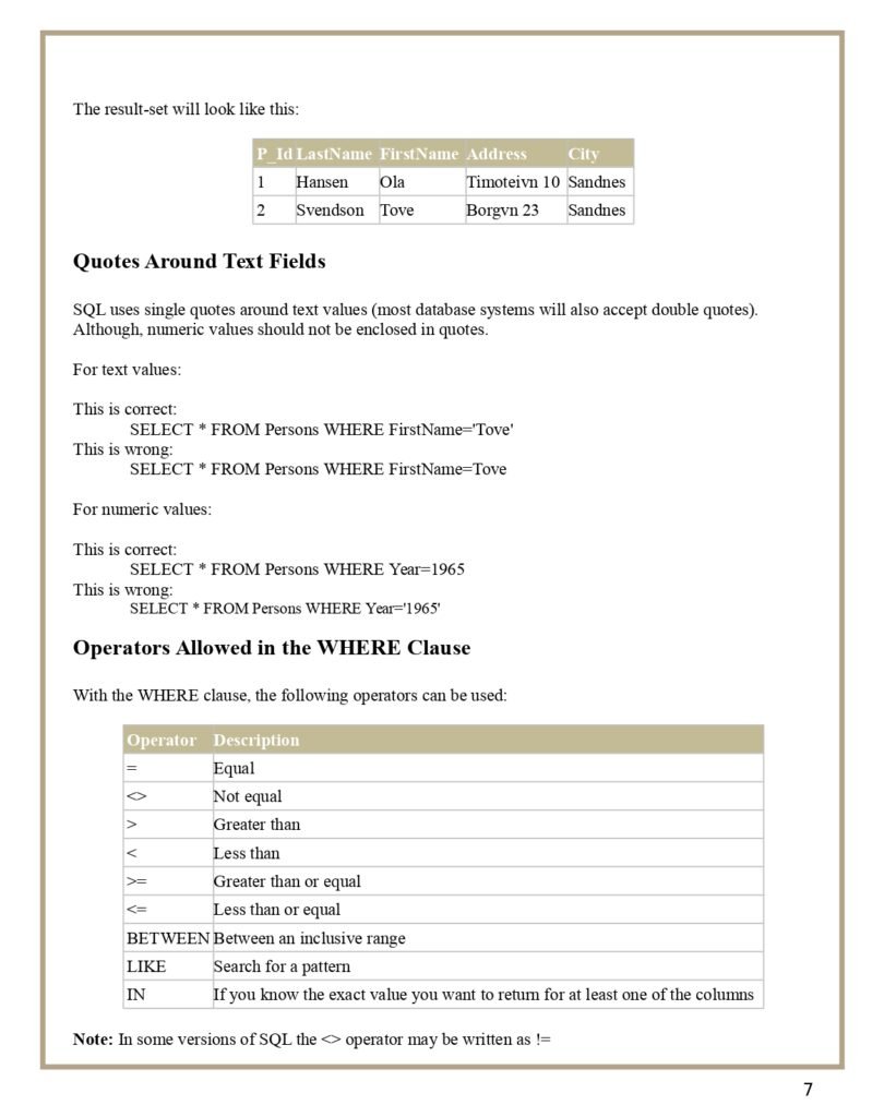 SQL Basics and Advanced PDF 7 SQL Basics and Advanced PDF page 0007