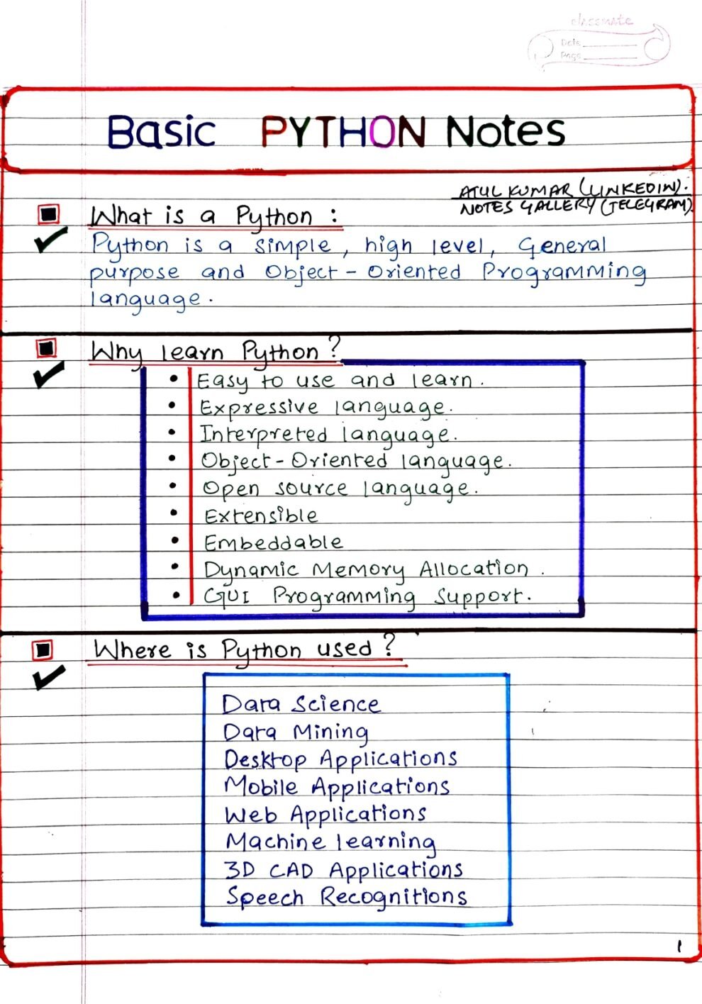 Basic Python Handwritten PDF - Connect 4 Programming