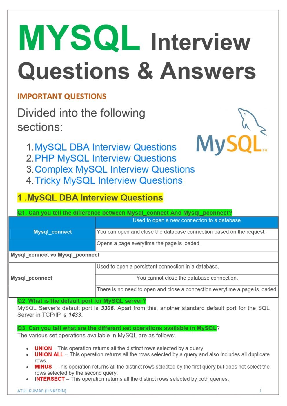 Mysql Interview Questions And Answers Pdf Connect Programming