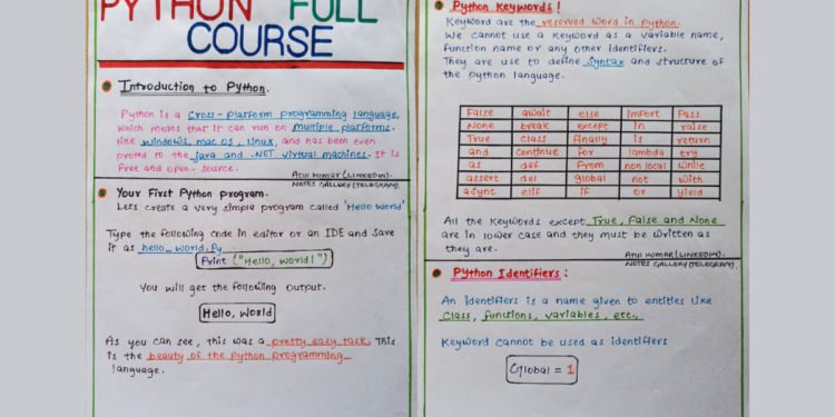 Python Full Course Handwritten - Connect 4 Programming