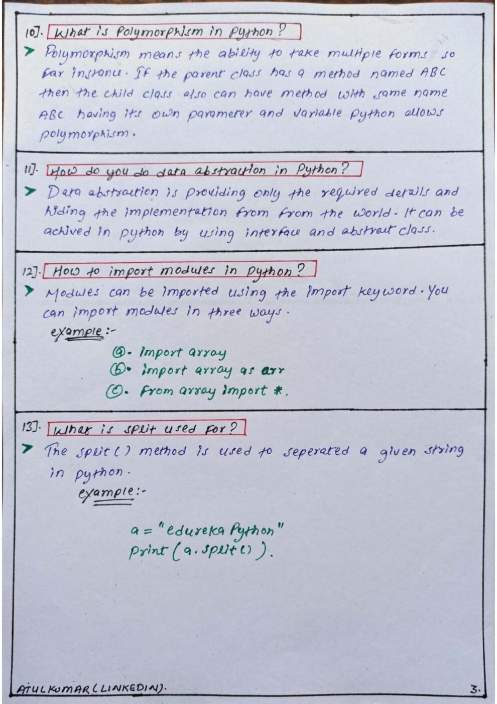 The Full Python Interview Questions and Answers Handwritten - Connect 4 ...
