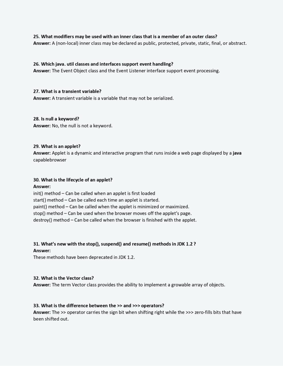 Top 100 Java Questions and Answers PDF - Connect 4 Programming