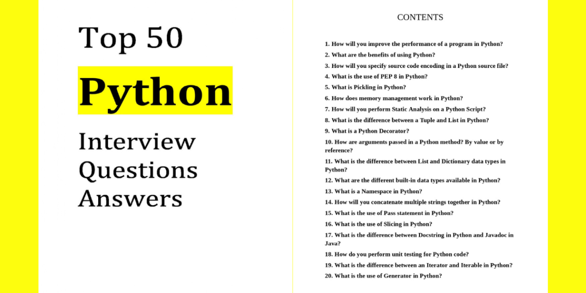 Top 50 Python Interview Questions and answers (PDF) - Connect 4 Programming