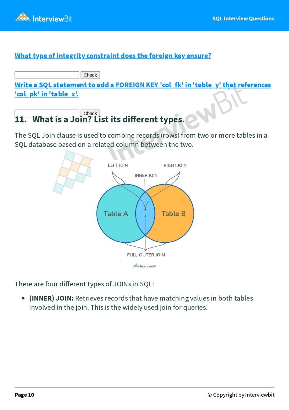 66 SQL Interview Questions (PDF) – Connect 4 Programming