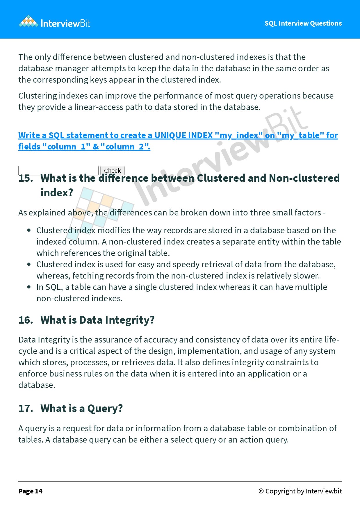 66 SQL Interview Questions (PDF) – Connect 4 Programming