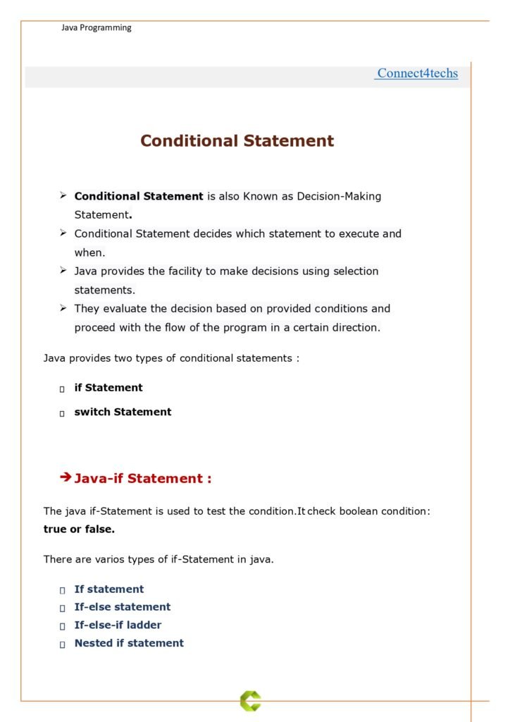 Java Conditional Statement page 0001