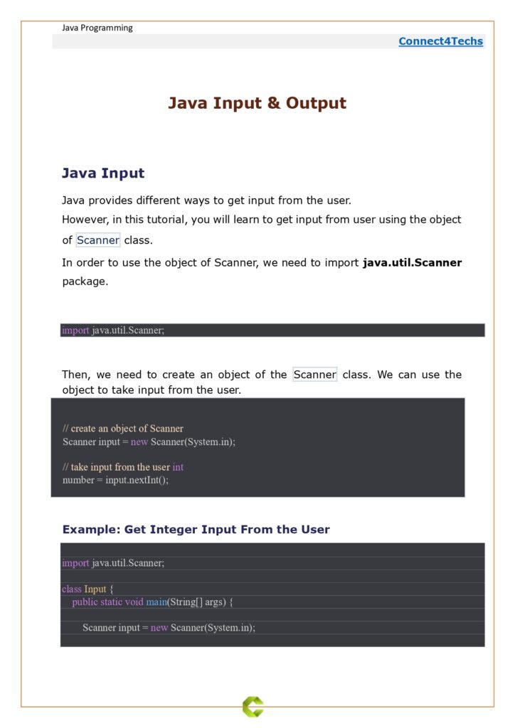 Java Input and output page 0001