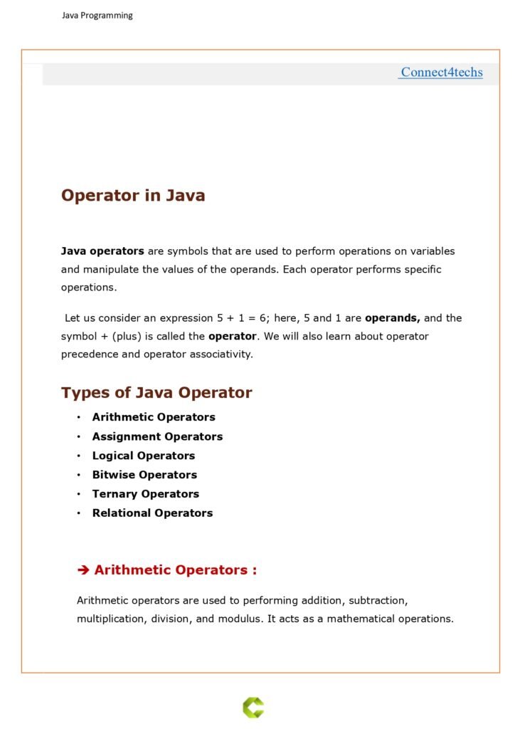 Operator in Java page 0001