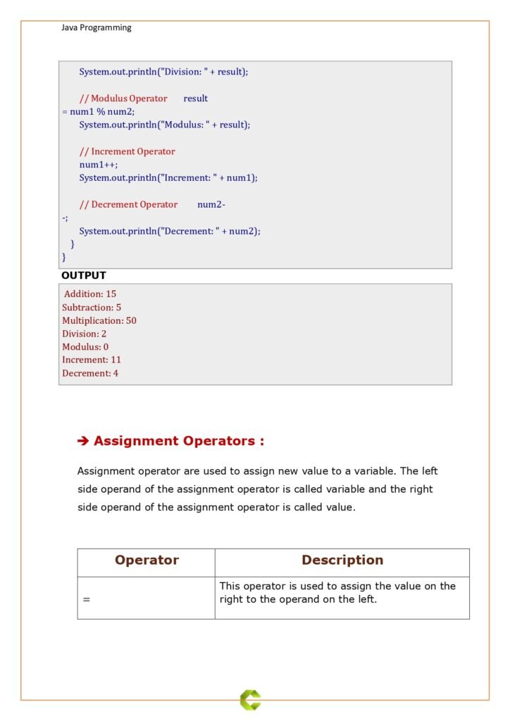 Operator in Java page 0003