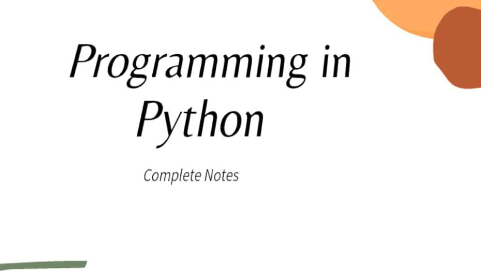 Programming in Python Complete Notes PDF - Connect 4 Programming