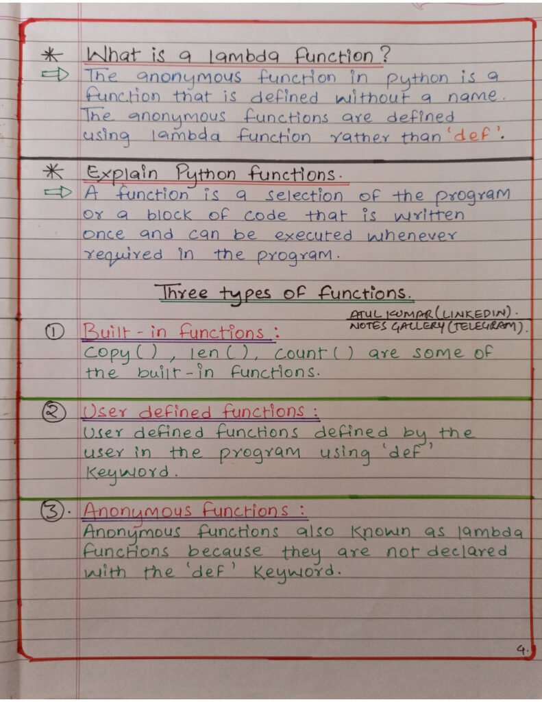 Python Notes Handwritten Page4