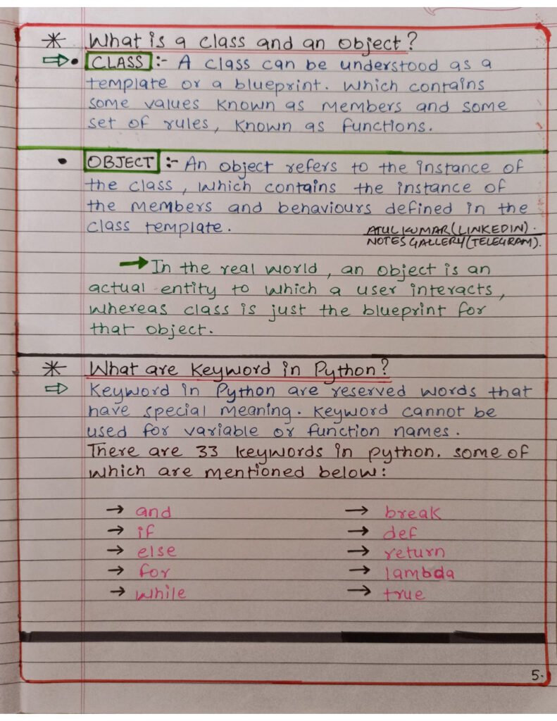 Python Notes Handwritten Page5