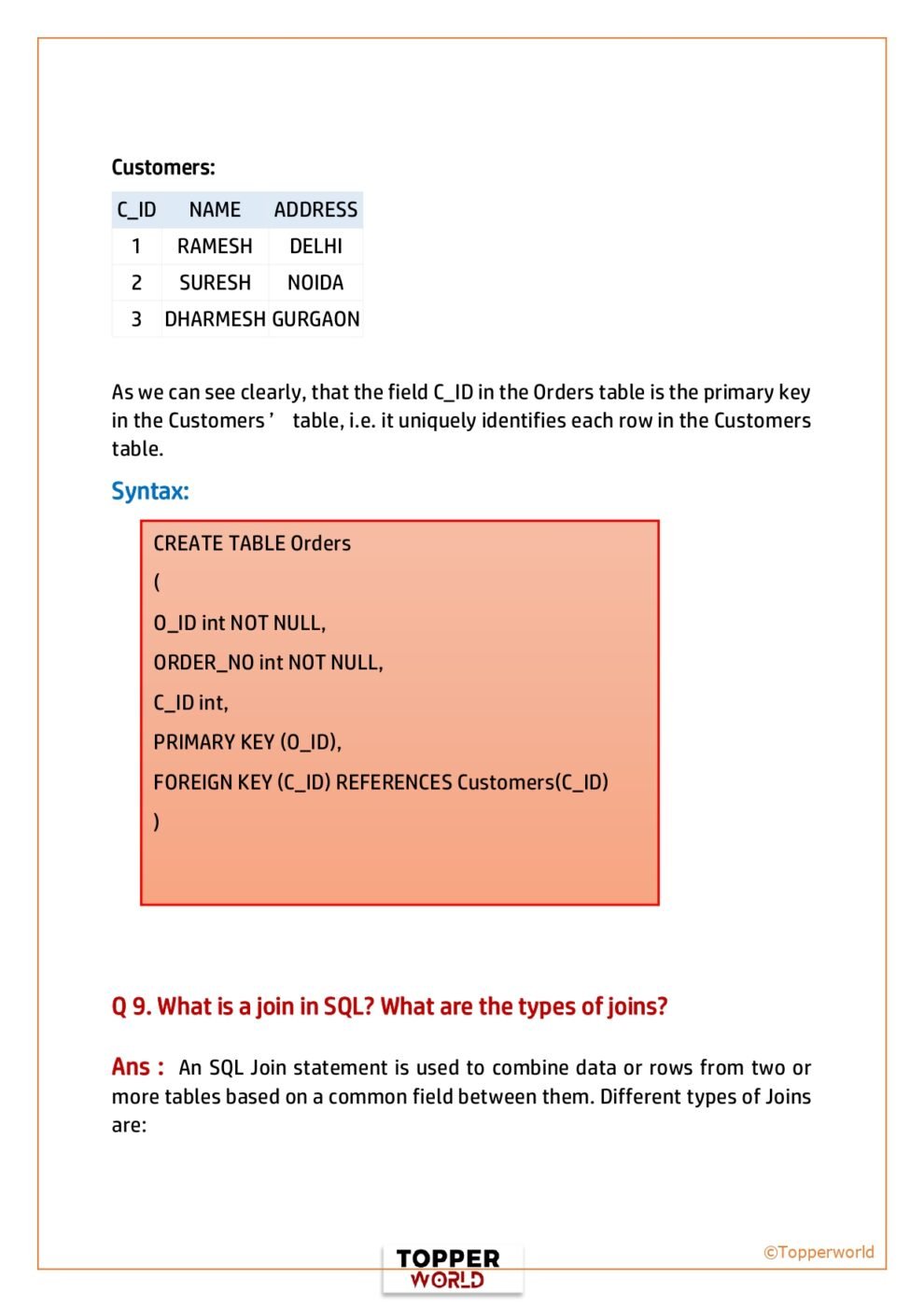 TOP 50 SQL Interview Question PDF - Connect 4 Programming