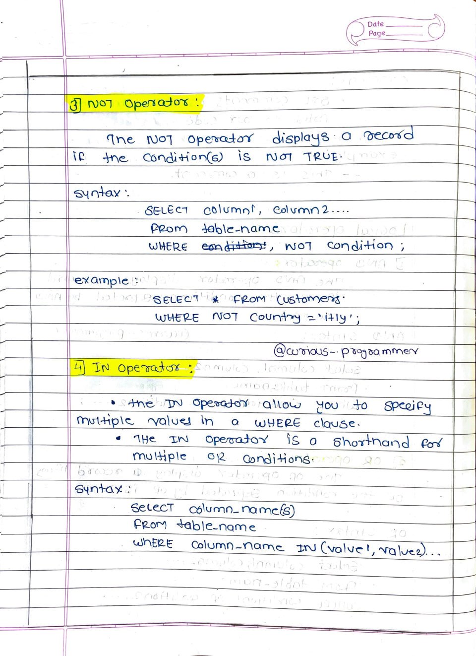 SQL Basics Handwritten Notes PDF: A Pen-and-Paper Approach to ...