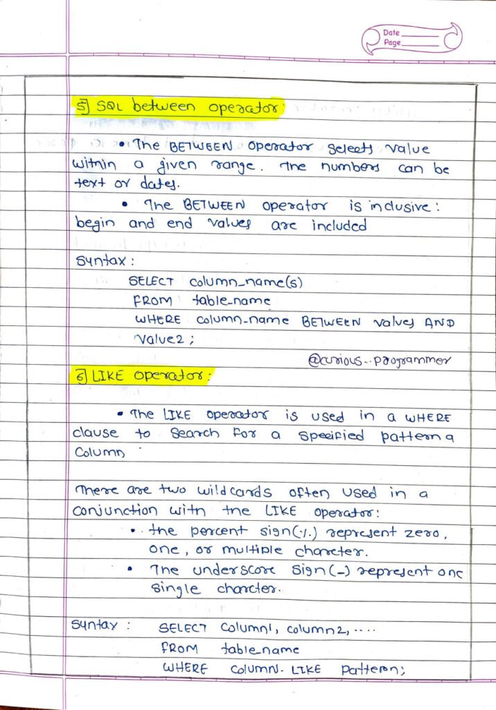 SQL Basics Handwritten Notes Page5
