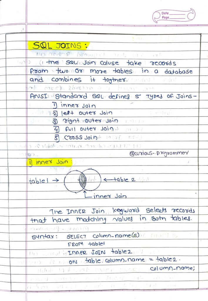 SQL Basics Handwritten Notes Page6