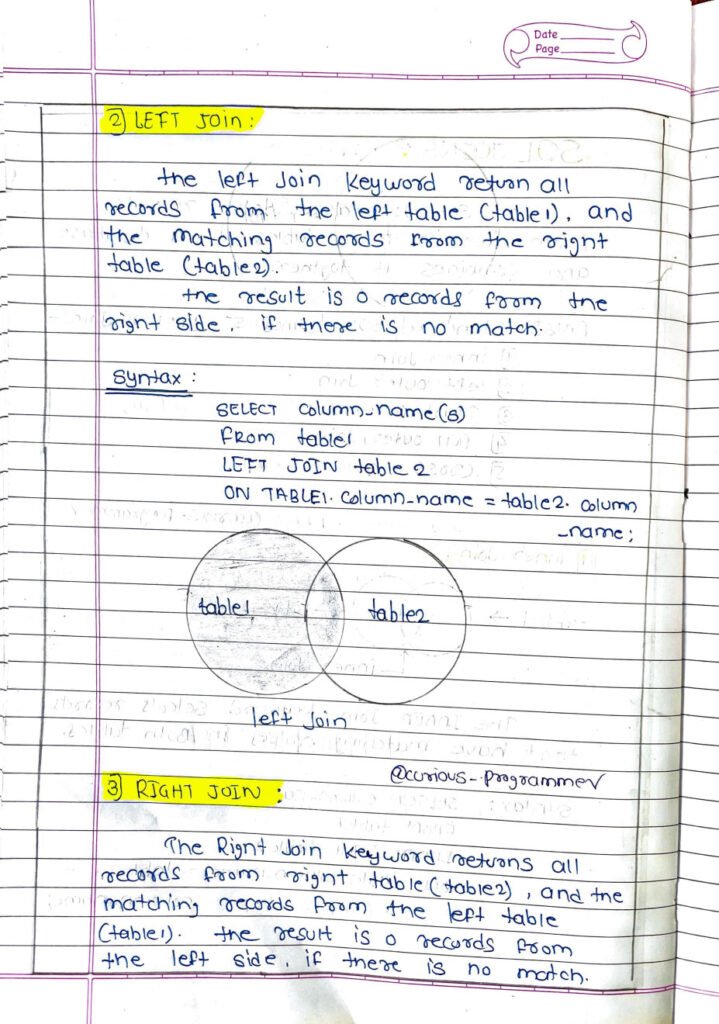 SQL Basics Handwritten Notes Page7