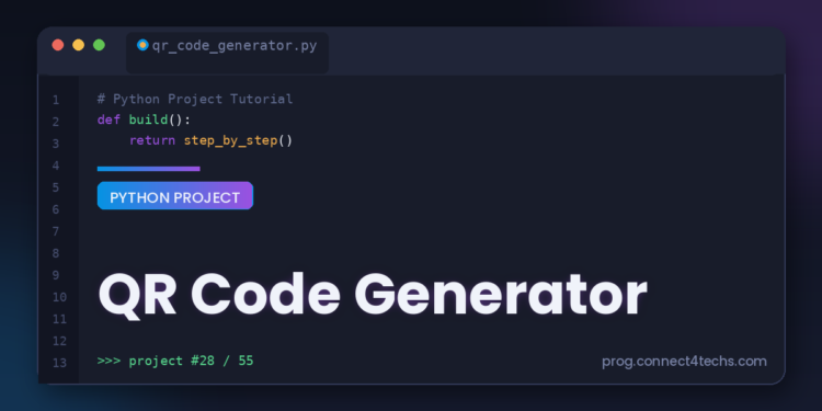 QR Code Generator - Connect 4 Programming QR Code Generator Python project tutorial