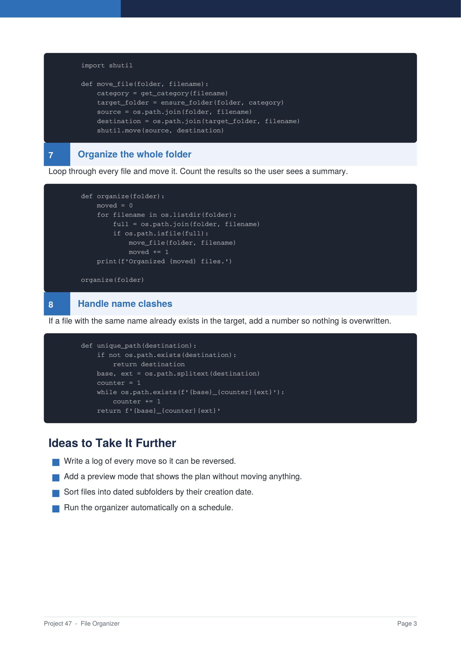 File Organizer Py Project Guide - Connect 4 Programming