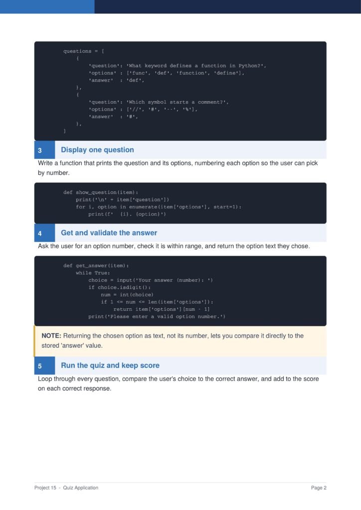 Quiz Application Py Project Guide 2 - Connect 4 Programming