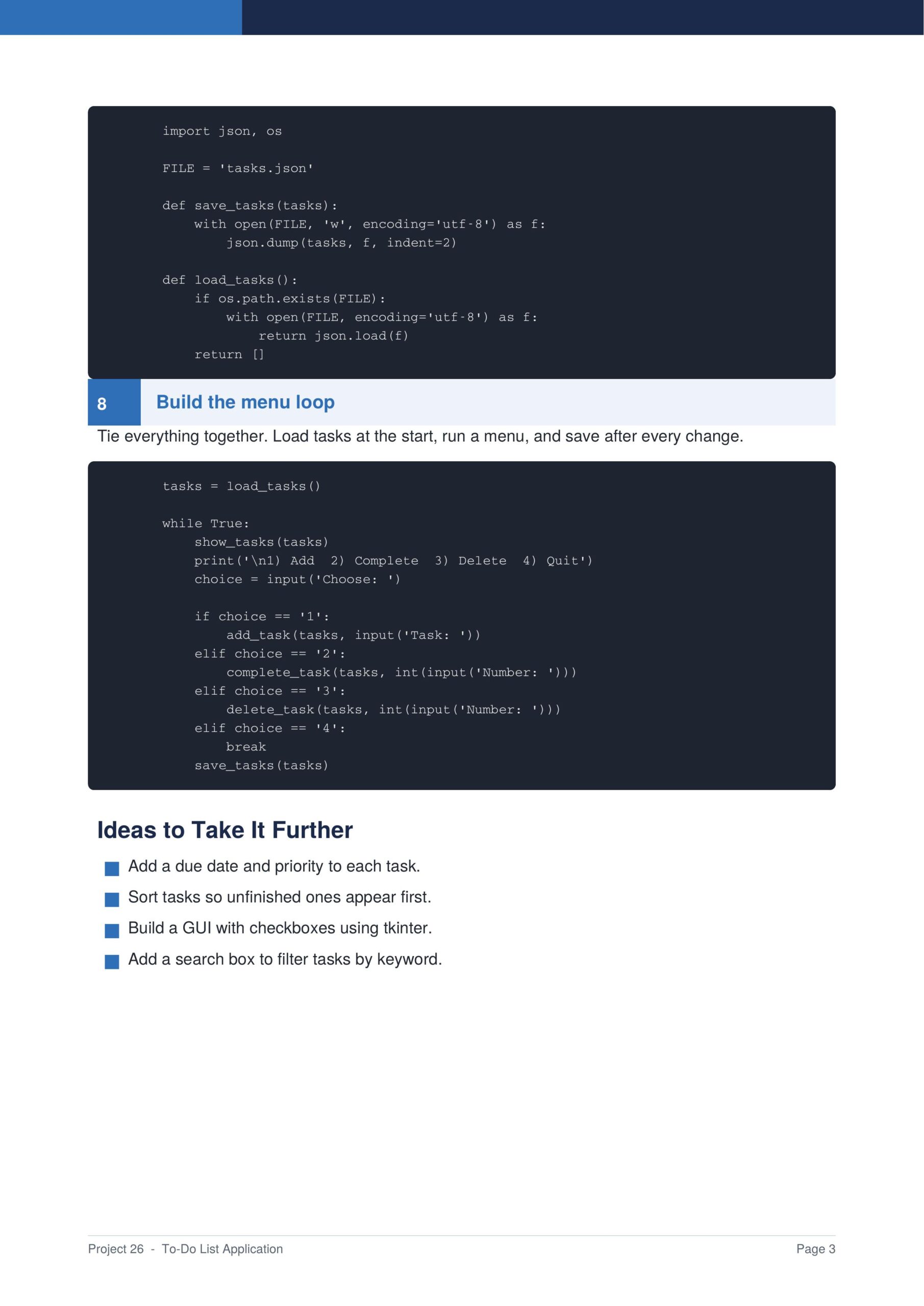To-Do List Application Py Project Guide - Connect 4 Programming