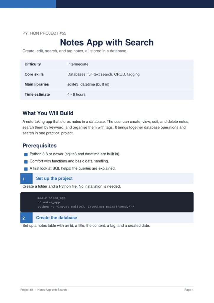 Notes App with Search Py Project Guide