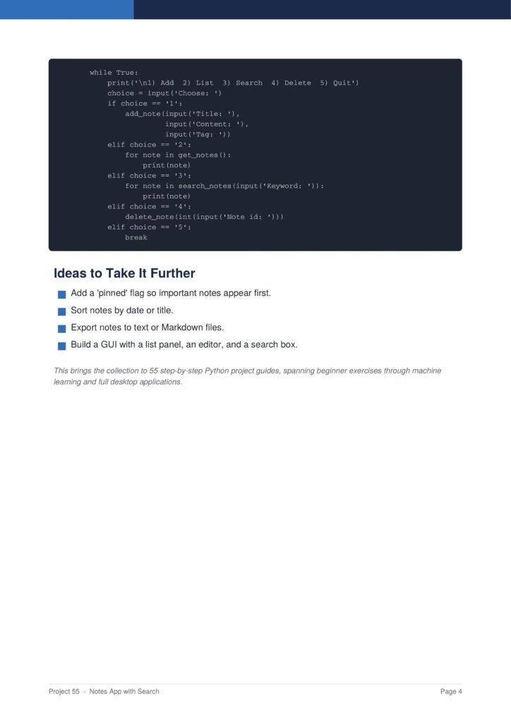 Notes App with Search Py Project Guide